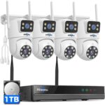 Hiseeu 3MP WLAN-Überwachungsset mit Dual-Objektiv-Kameras