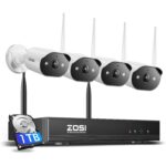 ZOSI 2K WLAN-Überwachungsset mit vier Kameras, Farbnachtsicht und 8-Kanal-Rekorder mit 1 TB