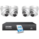 ZOSI C225 PoE-Überwachungsset mit vier 5-MP-Dome-Kameras und 8-Kanal-Rekorder mit 2 TB