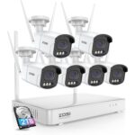 ZOSI 4MP WLAN-Überwachungsset mit sechs Kameras, Farbnachtsicht und 8-Kanal-Rekorder mit 2 TB