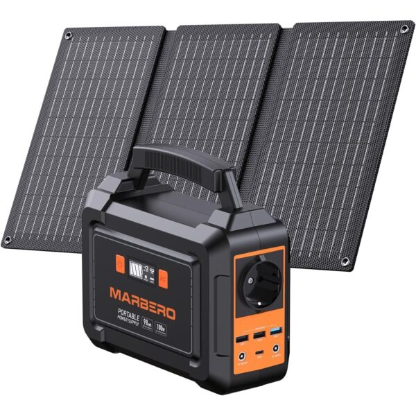 MARBERO Powerstation mit 98 Wh und faltbarem 30-Watt-Solarmodul im Set
