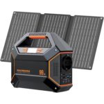 MARBERO Powerstation 99 Wh in Aprikose mit faltbarem 30-Watt-Solarmodul