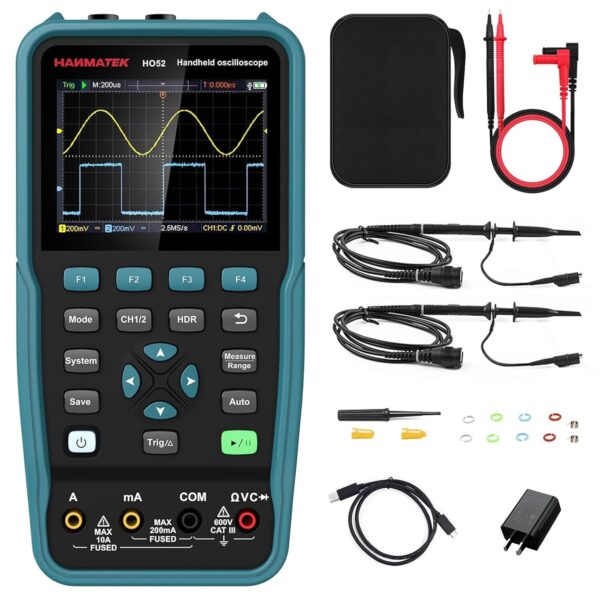 HANMATEK HO52 Handoszilloskop mit 50 MHz, zwei Kanälen und 3,5-Zoll-Display