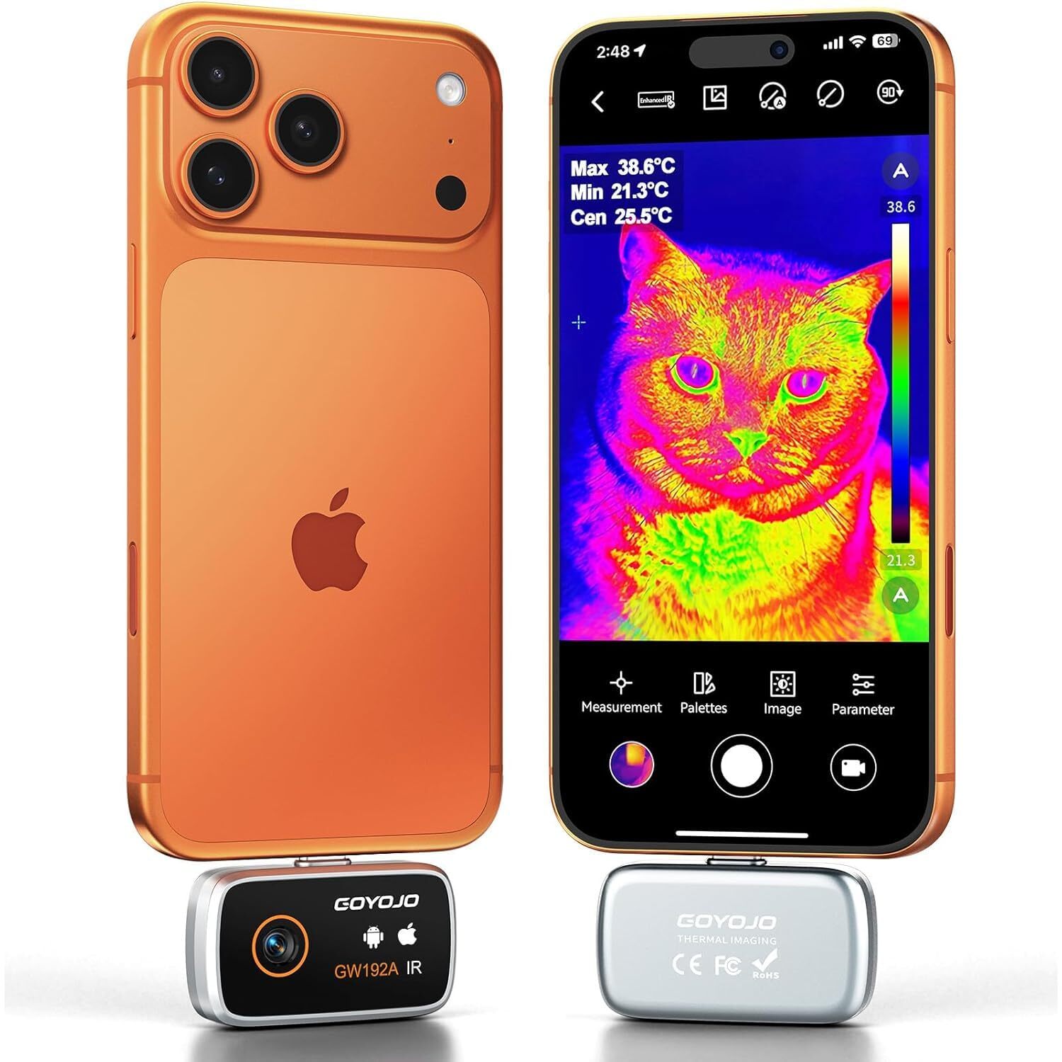 GOYOJO Wärmebildkamera fürs Handy | 192 × 192, 50° Weitwinkel, für Android und iPhone 15/16/17 – Ansicht 1 GOYOJO Wärmebildkamera zum Aufstecken auf das Smartphone mit 192 x 192 Bildpunkten