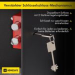 Schwarzer HomeSafe HV70K Möbeltresor mit Doppelbart-Schlüsselschloss und zwei Einlegeböden.