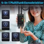 Der Detektor JMDHKK M8000 als schwarzes Handgerät mit montierter HF-Antenne.