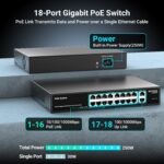 NICGIGA GS1620P PoE-Switch im 19-Zoll-Metallgehäuse mit 16 PoE-Ports und zwei Gigabit-Uplinks.