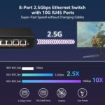 YuanLey YS25-0802T 10-Port Switch mit acht 2,5G-Ports und zwei 10G-RJ45-Ports im lüfterlosen Metallgehäuse