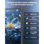 HONGO tragbarer 4K-Monitor mit 17,3 Zoll Display und magnetischer Schutzhülle als Aufsteller