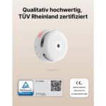 Sechs weisse X-Sense XS01-WX WLAN-Rauchmelder mit runder Testtaste in der Mitte
