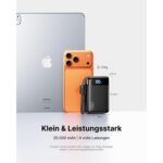 INIU P512 Powerbank 20000 mAh in Schwarz mit zwei USB-C- und einem USB-A-Anschluss