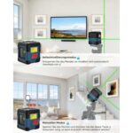 RockSeed LV1G Kreuzlinienlaser mit grüner waagrechter und senkrechter Linie an einer Wand