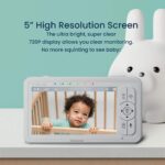 Babysense HDS2 Babyphone mit 5-Zoll-Elterneinheit und schwenkbarer Kamera mit Nachtlicht