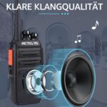 Retevis RT24 Funkgerätepaar in Schwarz mit Ohrhörern, Akkus und USB-Ladeschalen