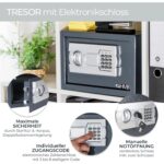 HMF 4612112 Möbeltresor in Anthrazit mit Tastenfeld des Elektronikschlosses und geöffneter Tür