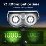 Linkind StarRay Solarstrahler mit Bewegungsmelder auf Erdspiess, 2er-Pack