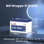 Timeusb 12V 100Ah LiFePO4-Akku Gruppe 31