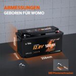 LiTime 12V 100Ah LiFePO4-Akku H190 mit Bluetooth