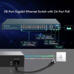 YuanLey 28-Port Gigabit-PoE-Switch mit 400 W Budget, zwei SFP-Steckplätzen und Blitzschutz