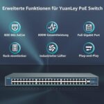 YuanLey 48-Port Gigabit-PoE-Switch mit 800 W Budget und zwei SFP-Uplinks im 19-Zoll-Metallgehäuse