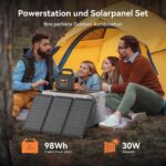 MARBERO Powerstation mit 98 Wh und faltbarem 30-Watt-Solarmodul im Set