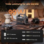 MARBERO Powerstation 99 Wh in Aprikose mit faltbarem 30-Watt-Solarmodul