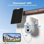 Hiseeu Solar-Kameraset mit vier Aussenkameras samt Solarpanel und dem Rekorder mit 10-Zoll-Bildschirm.