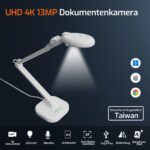 INSWAN INS-2 Dokumentenkamera mit mehrgelenkigem Arm, LED-Licht und kompaktem Standfuss.
