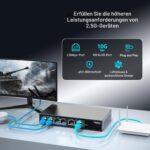 GiGaPlus S25-0402T Netzwerk-Switch im schwarzen Metallgehäuse mit vier 2.5G-Ports und zwei 10G-RJ45-Uplinks.
