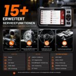 ANCEL FX6100 OBD2-Diagnosegerät mit 6,2-Zoll-Touchscreen und Diagnosekabel.