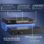 YuanLey YS25-1602P 18-Port PoE Switch mit 16 RJ45-Ports und zwei SFP+-Steckplätzen