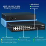 YuanLey YS25-1602 Netzwerk-Switch mit 16 RJ45-Anschlüssen für 2,5 Gbit/s und zwei SFP-Steckplätzen im schwarzen Metallgehäuse
