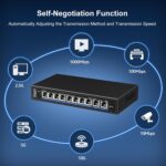 VIMIN VM-S250802T Netzwerk-Switch mit acht 2,5G-Anschlüssen und zwei 10GBASE-T-Anschlüssen in schwarzem Metallgehäuse