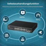 VIMIN VM-S251602T Netzwerk-Switch mit 16 Ports zu 2,5 Gbit/s und zwei 10-Gbit/s-RJ45-Ports im schwarzen Metallgehäuse