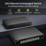 NICGIGA S100-0800T Netzwerk-Switch mit acht 10-Gbit/s-RJ45-Ports im schwarzen Metallgehäuse für die 19-Zoll-Montage