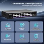 NICGIGA S25-2402N Netzwerk-Switch mit 24 Ports zu 2,5 Gbit/s und zwei SFP+-Steckplätzen im lüfterlosen Metallgehäuse