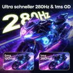 Amzfast AMZG27C1Q Pro 27-Zoll-Curved-Monitor mit 1500R Krümmung auf Metallständer