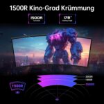 KTC H32S5 32-Zoll-Curved-Monitor mit 1500R Krümmung, Frontansicht auf Standfuss