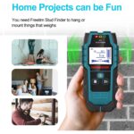 HANMATEK SF1 Wandscanner in Blaugrün und Schwarz mit LCD-Anzeige an einer Wand