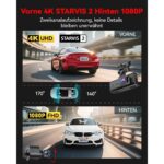 REDTIGER F7N Touch Dashcam mit Touchscreen und separater Heckkamera