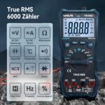 VENLAB VM600A Digital-Multimeter in Blau mit Messleitungen, Thermoelement und faltbarem Ständer