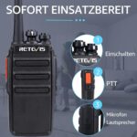 Retevis RT24 Funkgerätepaar in Schwarz mit Ohrhörern, Akkus und USB-Ladeschalen