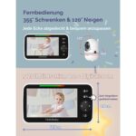 HelloBaby HB6550 Babyphone mit 5-Zoll-Monitor und schwenkbarer Kamera mit Infrarot-Nachtsicht