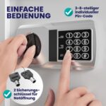 Deuba Möbeltresor in Silber mit elektronischem Zahlenschloss und geöffneter Stahltür