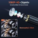 AOPICK Endoskopkamera mit 4,3-Zoll-Display, 8-mm-Kamerakopf und halbstarrem Kabel