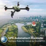 Loolinn LM01 GPS-Drohne in Grün mit Fernbedienung, zwei Akkus und montiertem Propellerschutz