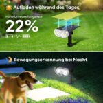Linkind StarRay Solarstrahler mit Bewegungsmelder auf Erdspiess, 2er-Pack
