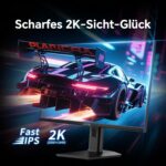 KTC 24-Zoll-Gaming-Monitor in Schwarz mit QHD-Display auf höhenverstellbarem Pivot-Standfuss