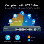 YuanLey 28-Port Gigabit-PoE-Switch mit 400 W Budget, zwei SFP-Steckplätzen und Blitzschutz