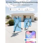 Hiseeu WLAN-Überwachungsset mit vier schwenkbaren 5-MP-PTZ-Kameras und 10-Zoll-Monitor